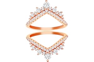 Uloveido 925 Sterling Silver Round CZ Crown Wedding Engagement Ring Guard Enhancer 2pcs V-shape Stack Rings Set Y1027