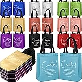 Aliceset 40 Valentines Christian Gift Bags Bulk Inspirational Bible Religious Bags Reusable Handbag for Church Holiday Easter (Mixcolor)