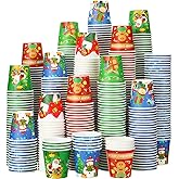 Skyley 600 Pack 3 oz Bathroom Paper Cups for Kids Disposable Mini Animal Mouthwash Cup Small Cold Beverage Drinking Container for Home Office Birthday Party Water Coolers(Santa Claus Style)