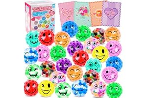 HOPIHY Valentines Day Cards for Kids, Valentines Day Gifts with 28Pack Stress Stretchy Ball, Valentines Exchange Gifts for Kids School Classroom Class Prizes Fidget Toys Bulk Valentine’s Goodie Bags Stuffer