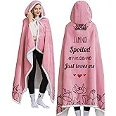 EASLIV Wife Wearable Blanket Hoodie, Pink Hoodie Blanket for Women, Mothers Day Wedding Anniversary Birthday Gifts, Valentines Day Gifts for Wife from Husband