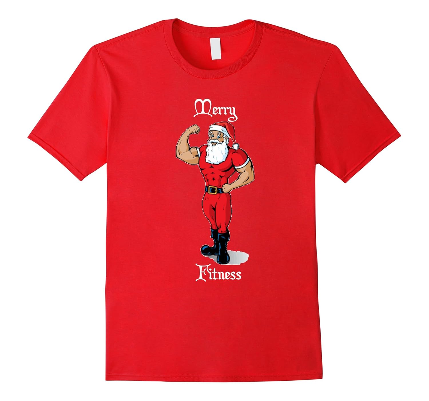 Merry Fitness Buff Santa Christmas Shirt-Rose