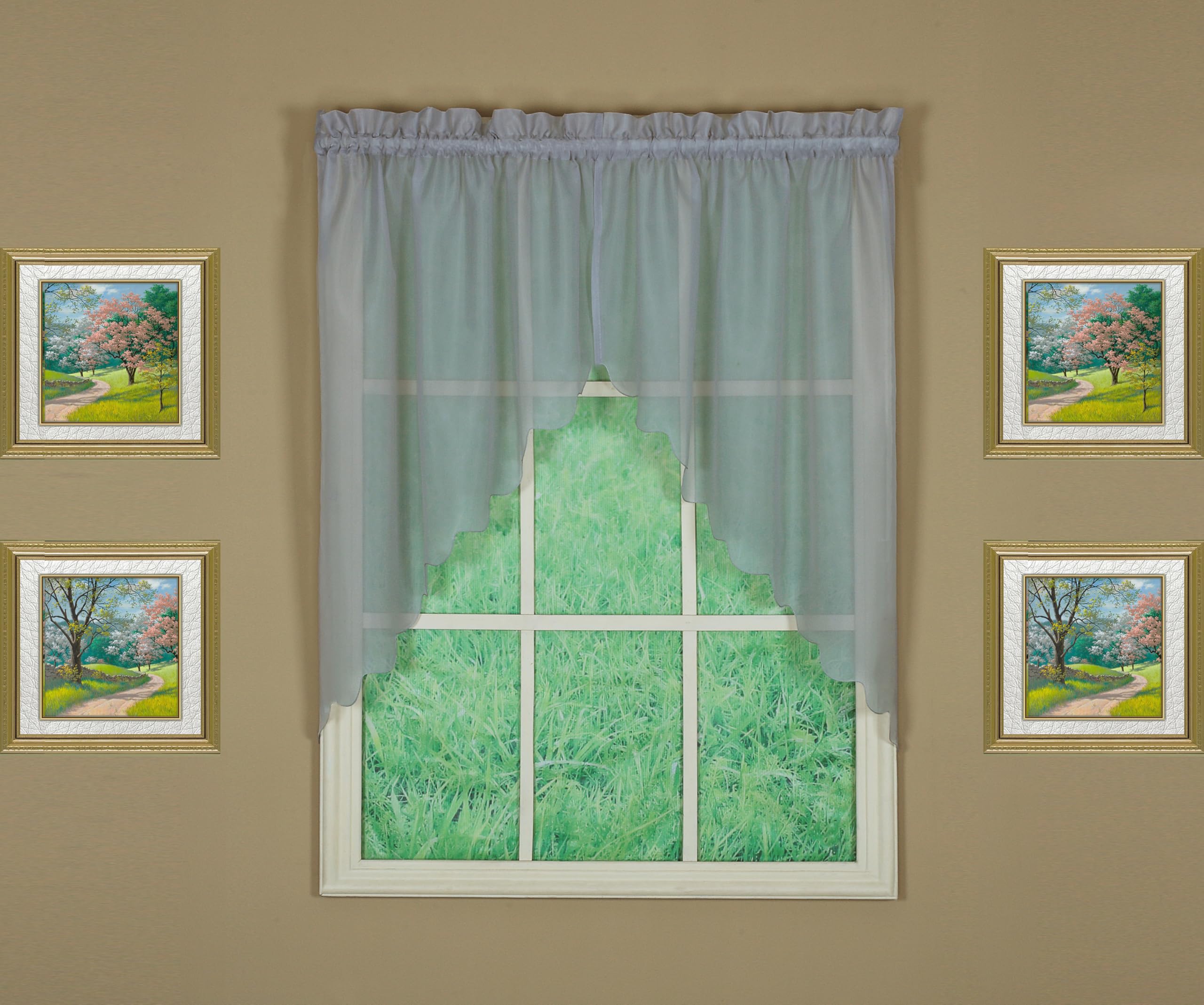 Today's Curtain Emelia Original Voile Swag Pair 38", Grey, 60" W x 38" L