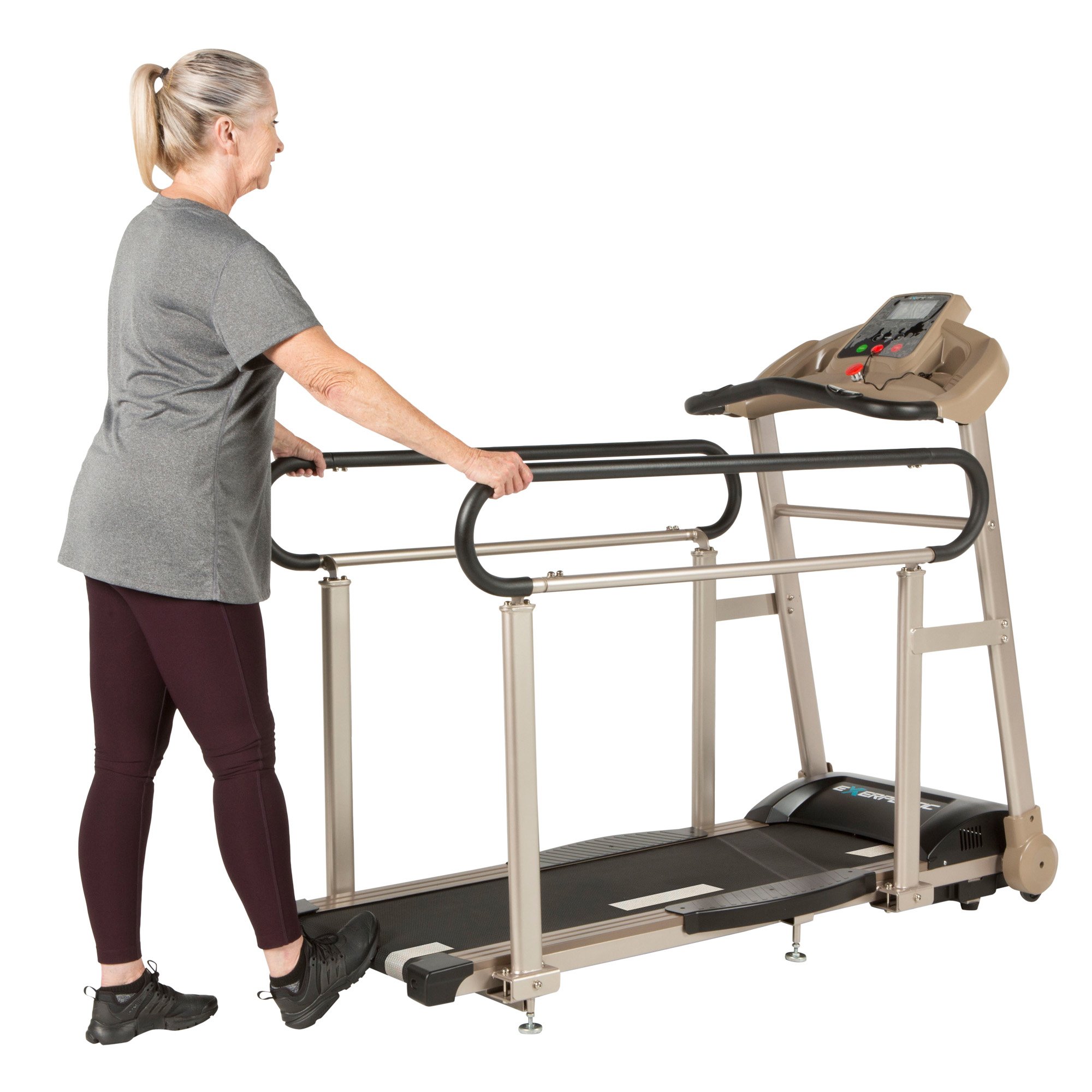 Senior Fitness Treadmill, 400 lb Capacity, Safe Design with Full-Length Rails, Low Step-Up Height, 0.2–4 MPH Motorized Walking Treadmill for Elderly, Recovery & Home Exercise