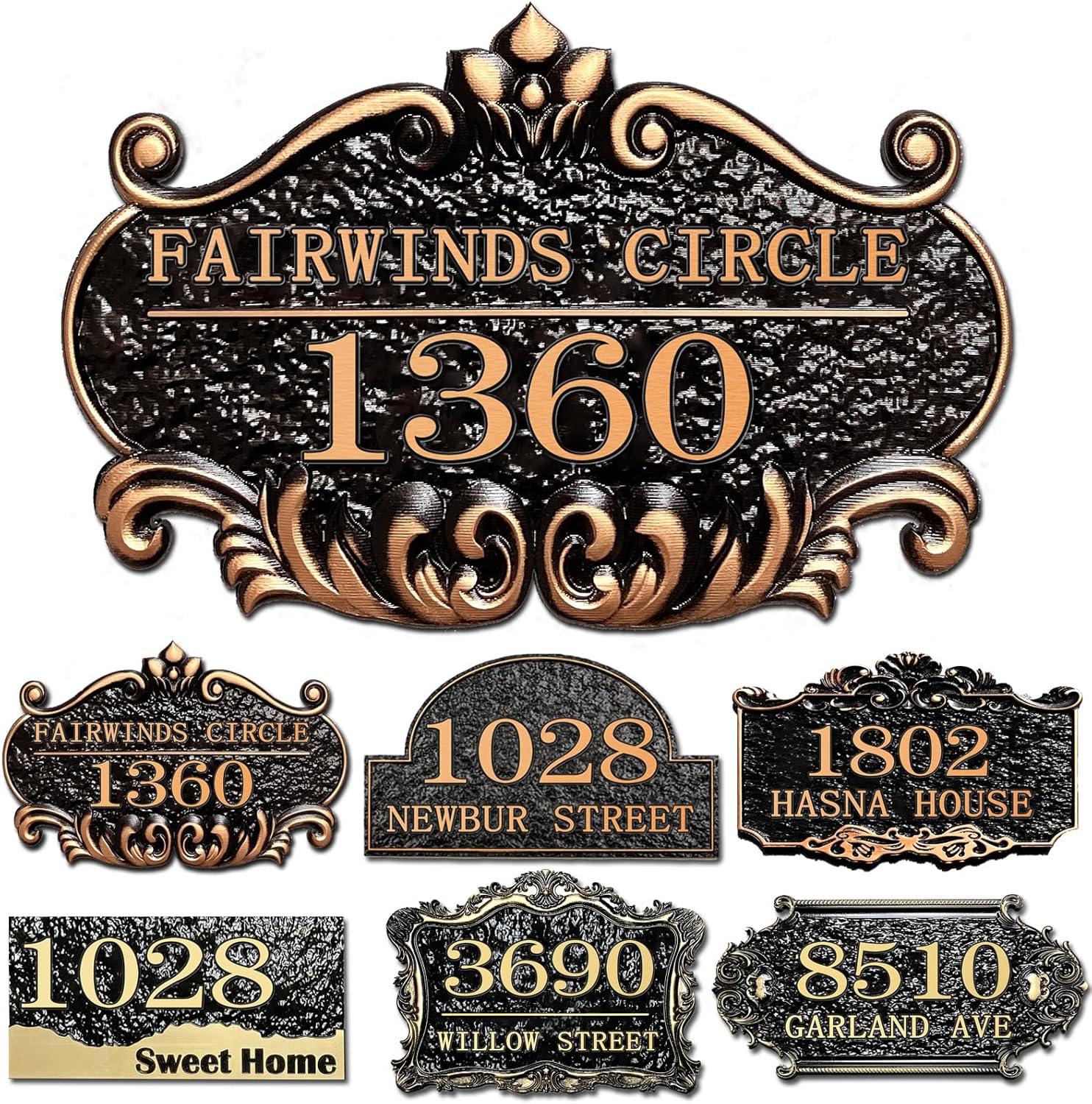 Plaques & Wall Art - Personalized House Address Plaque Custom House Sign Address plate for Outside home number plaque for Street Garage Garden Apartment Mailbox-Antique Copper