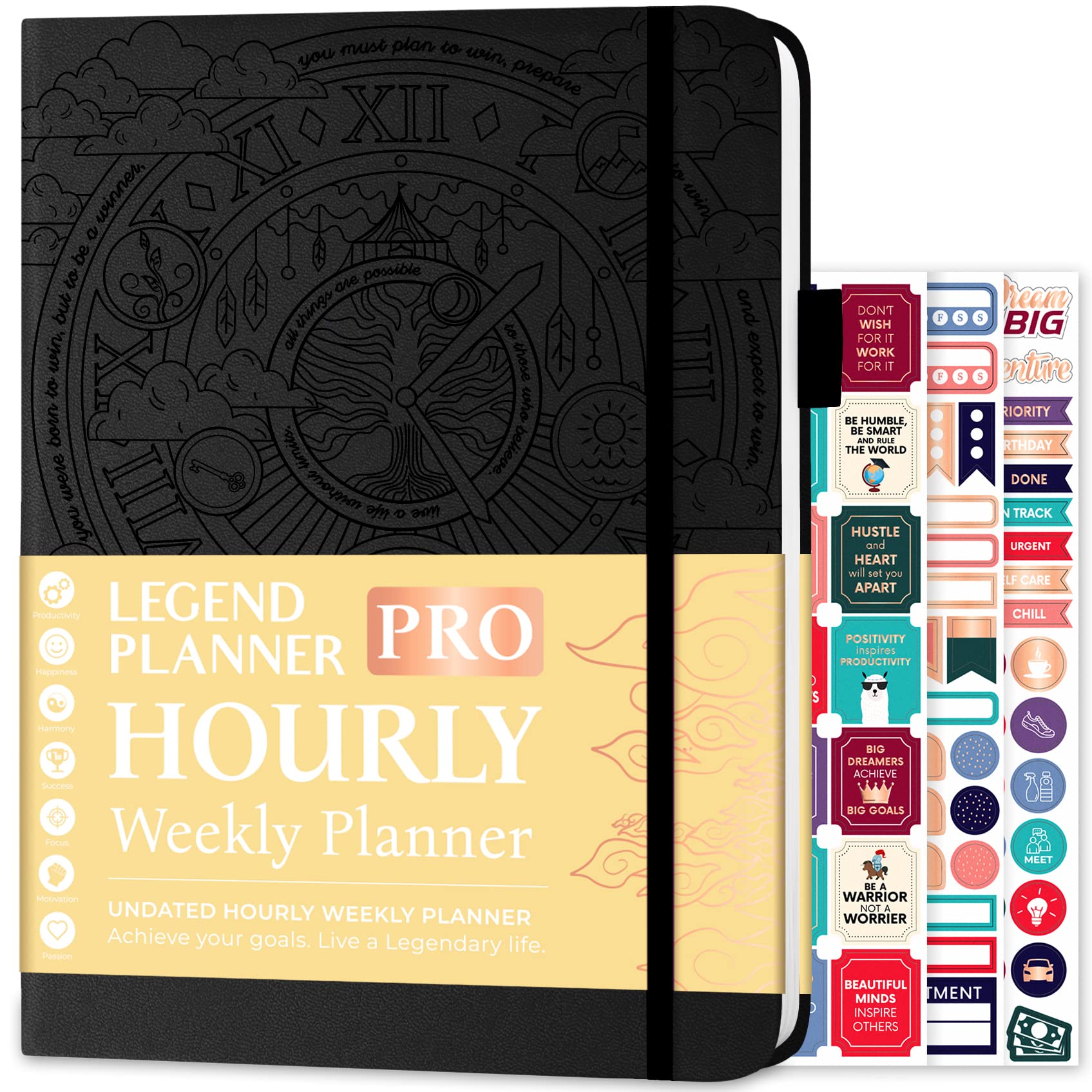 Legend Planner PRO Hourly Schedule - Weekly & Daily Organizer with Time Slots. Appointment Book Journal for Work & Personal, A4 (Black) — image 1