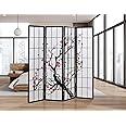 Liveasy Furniture 4 Panels Room Divider Privacy Screen Shoji Divider 6ft High Japanese Style Privacy Room Divider (Cherry Blossom, 4 Panels)