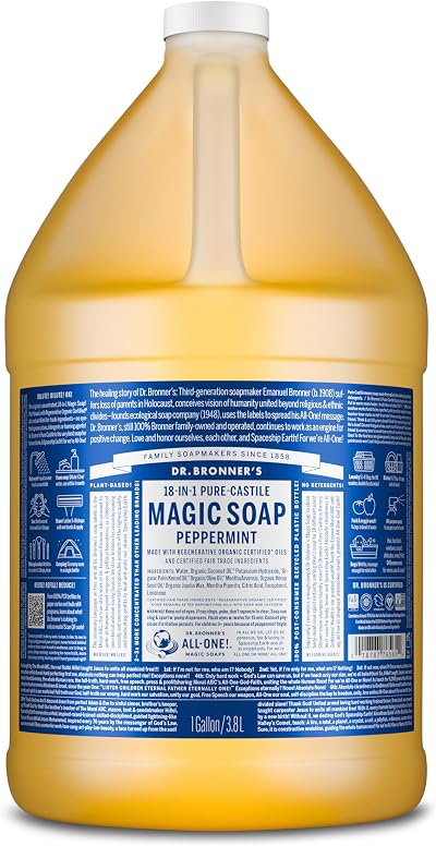 Dr. Bronner's Peppermint Pure-Castile Soap 3.79 L Organic Oils 18-in-1
