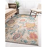 Unique Loom Positano Collection Coastal Modern Turtles Beige Area Rug (4' x 6')