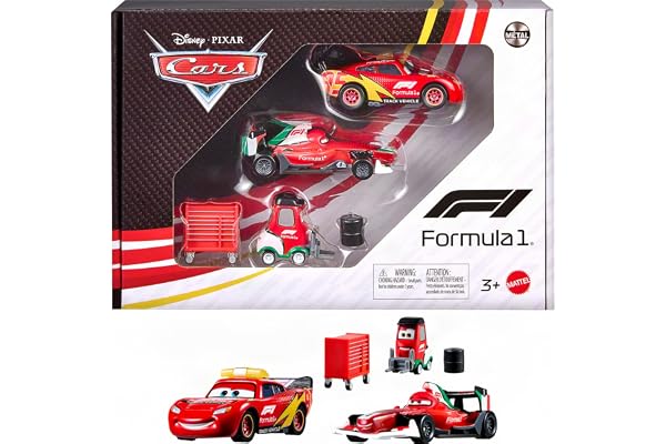 Mattel Disney and Pixar Cars Formula 1 Multipack with 3 Toy Cars | Includes Lightning McQueen, Francesco Bernoulli & Alex Mac