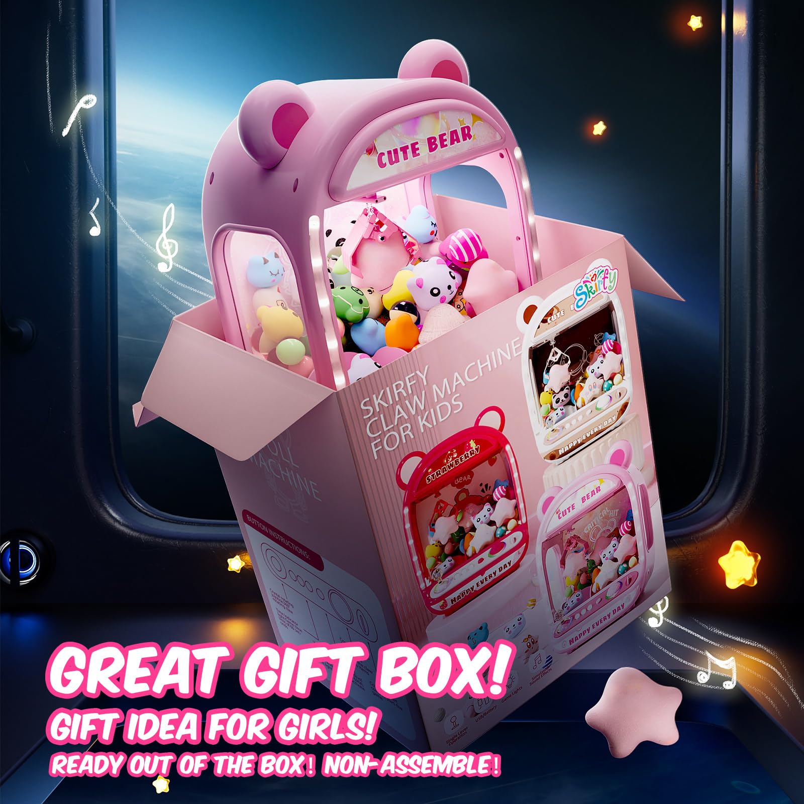 Skirfy Claws Machines for Kids,Unicorns Toys for Age 6+,Kids Games Mini Vending Machines with Squishys Toy Candy Dispenser,Claws Game Machine,Birthday Gifts for Girls Age 8-12