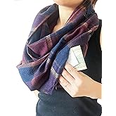 stylesilove Winter Plaid Infinity Scarf with Hidden Zipper Pocket Fashion Travel Scarf for Women and Men