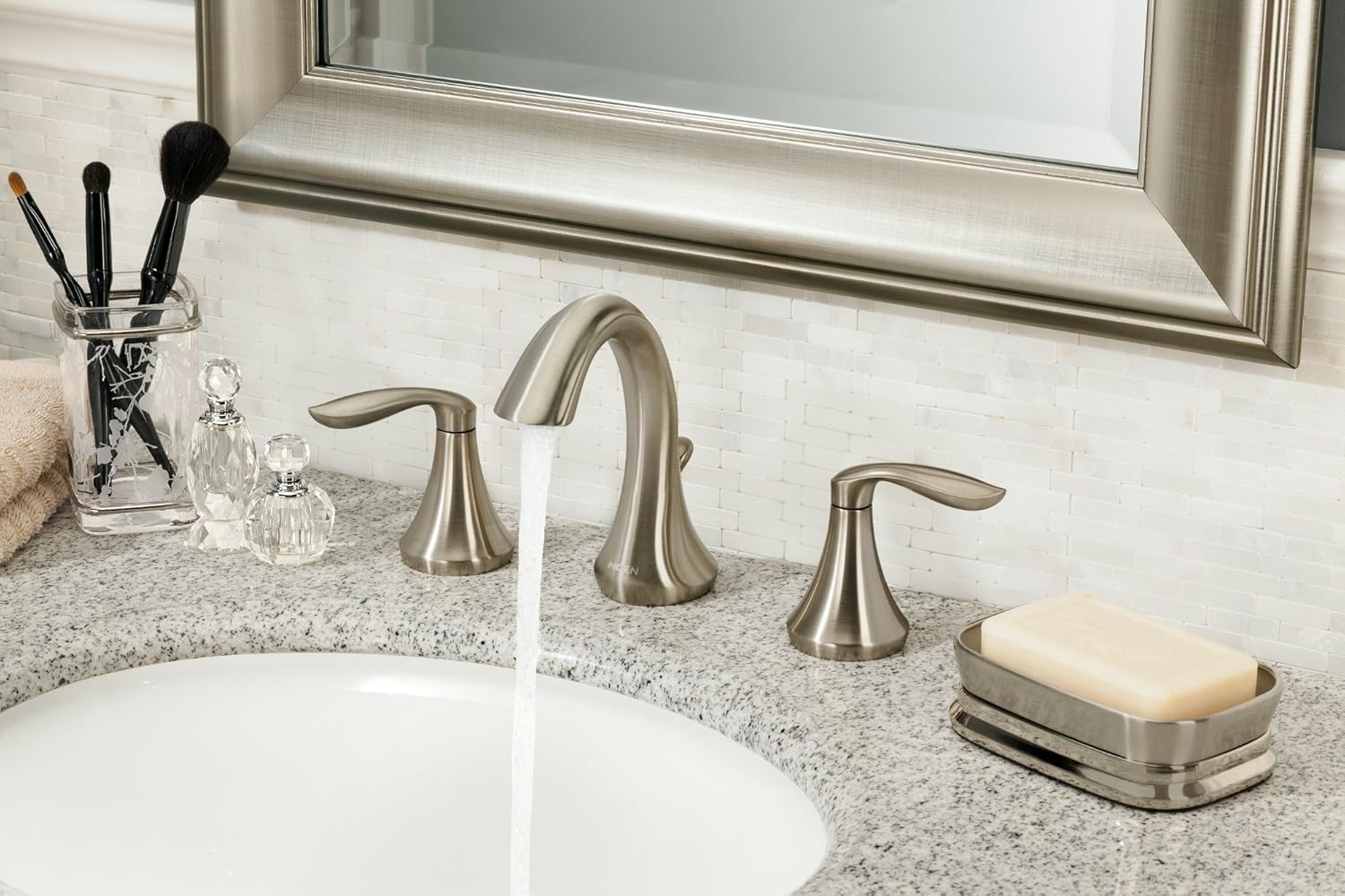 Moen T6420 Eva Two-Handle High-Arc 8-Inch Widespread Bathroom Faucet, Valve Required, Valve Required, Chrome - Widespread Faucet - 
