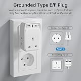 Aodeng UK to EU Plug Adaptor 3 USB Ports 20W USB C Shaver Adapter Type E/F view 4