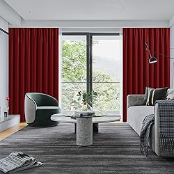 CUCRAF Maroon Red Blackout Curtains 108 inch Length