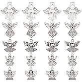 SUNNYCLUE 1 Box 50Pcs 5 Style Guardian Angel Charms Angel Wing Charms Bless Lucky Charm Fairy Wing Tibet Style Alloy Fairy Charm for Jewelry Making Charms DIY Craft Bracelets Necklace Earrings Women