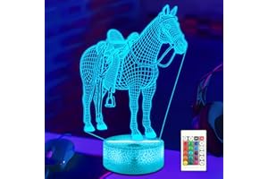 Horse Gifts for Girls,Hinittey 3D Horse Night Light for Kids with 16 Colors Changing Remote Control & Dimmer & Timer Children