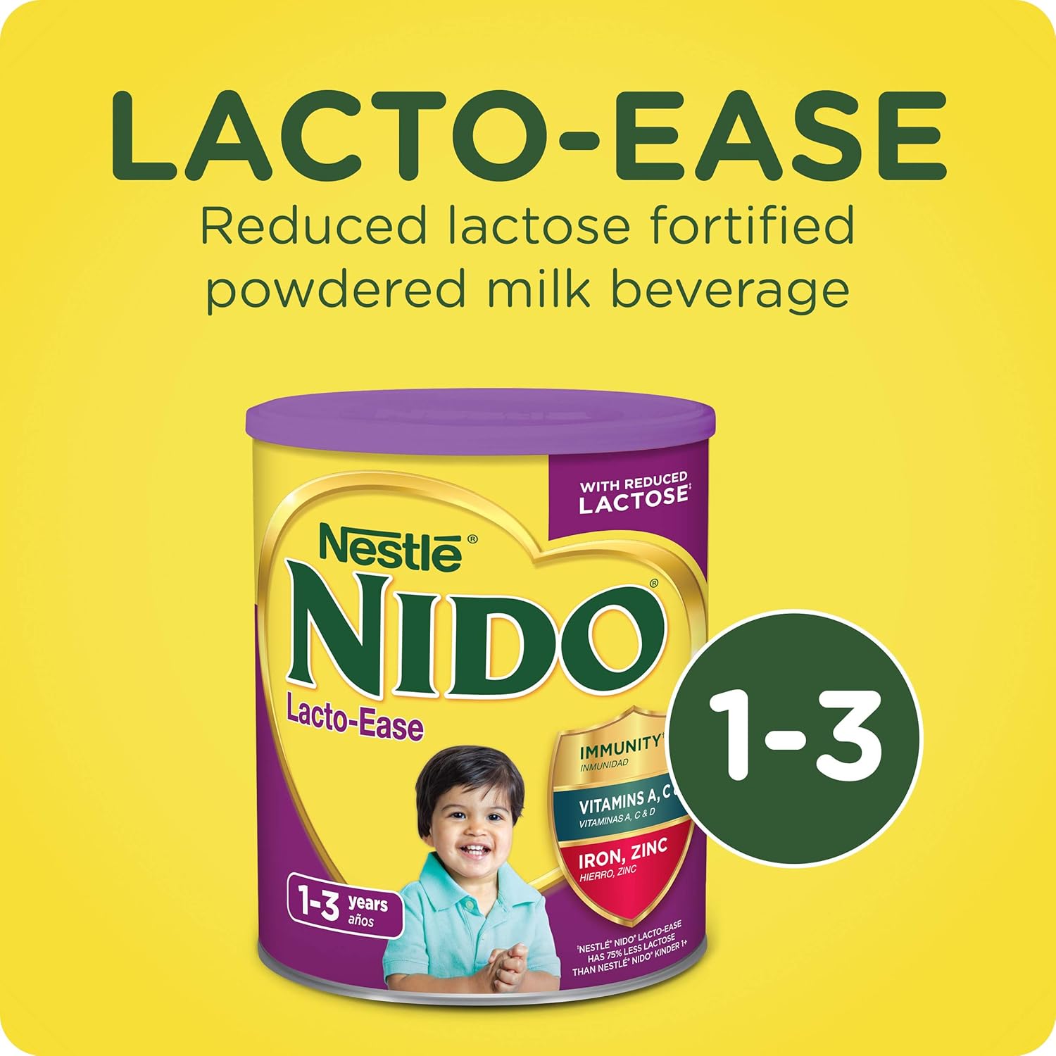 Nestle NIDO Lacto-Ease Whole Milk Powder 1.76 lb. Canister | Reduced Lactose Powdered Milk Mix