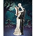 iStatue Skeleton Bride and Groom Figurines - 12’’ Resin Collectible Dancing Skulls Statue for Day of The Dead, Halloween Wedding Gift, Mexican Gothic, Graveyard, Shelf, Tabletop Decor (Couple)