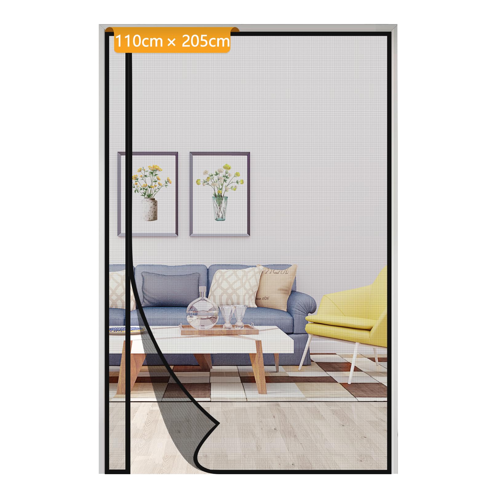 Yotache Side Opening Fly Screens for Doors 110 x 205 cm, Anti-Tearing Reinforced Sewing Magnetic Insect Fly Mesh