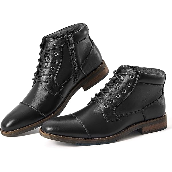 Men\'s Dockorio Geniune Leather Brogue Cap-Toe Boots Amazon.com: Dockorio Mens motorcycle boots genuine leather  main image 4
