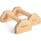MIUONO Parallettes Push Up Bar, Oak Wood Calisthenics Equipment for Home Gym with Non-Slip Base, Handstand Trainer Push Up Handles for Floor Dip Workout and Strength Training