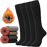 MIREAZW Warm Knee High Socks for Women,Cotton Thermal Sock for Skiing Hiking Gifts Boot Socks for Winter