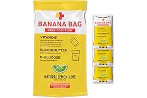 Banana Bag Oral Solution - Pharmacist Hydration Recovery Formula - Electrolyte & Vitamin Powder Packet Drink Mix - Natural Lemon Lime - Pack of 30
