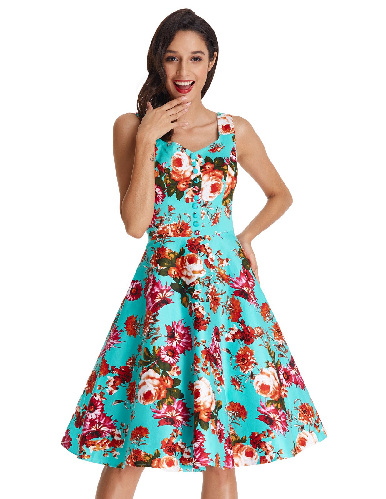 Belle Poque Women's 1950s Retro Vintage Sleeveless Dresses