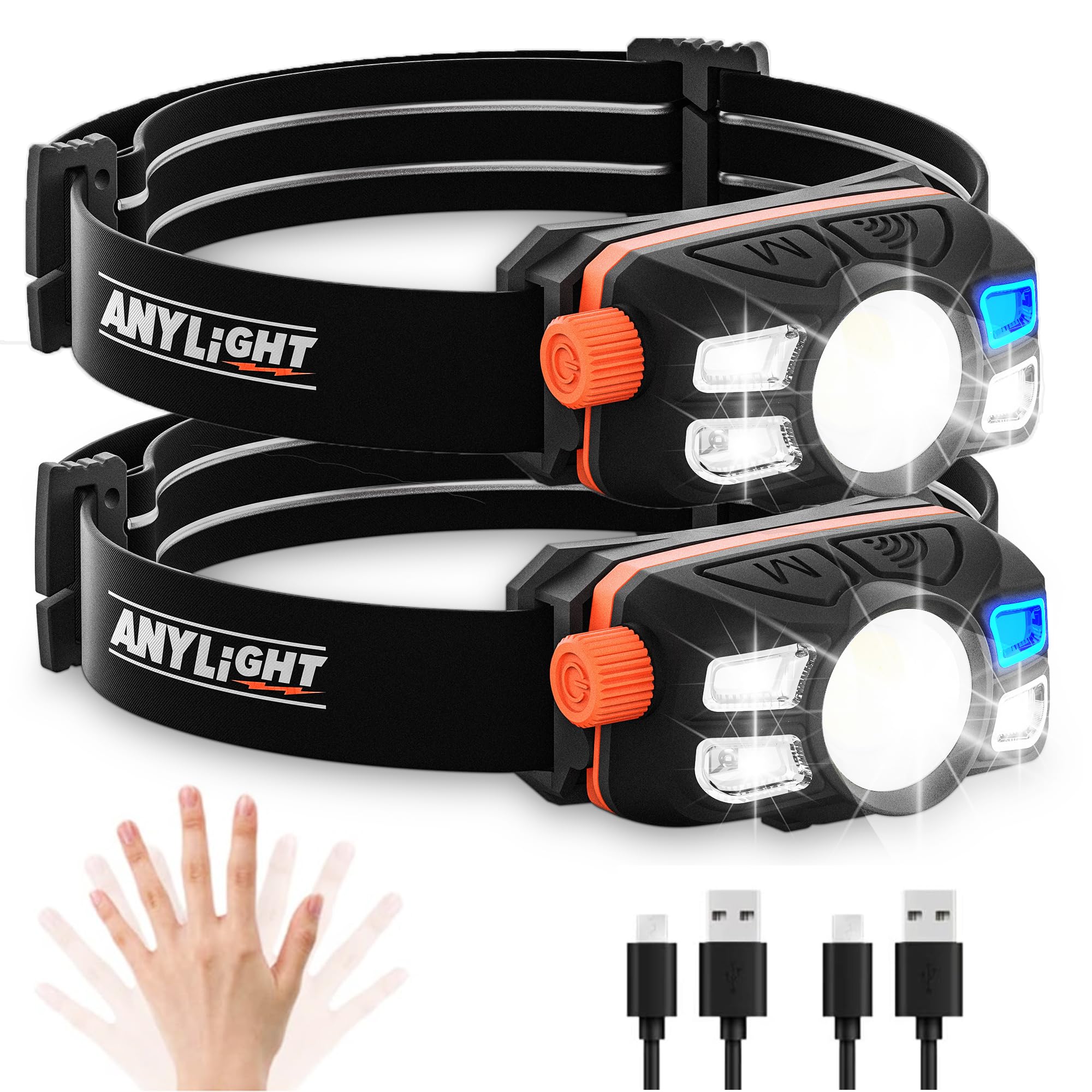 Photo 1 of ***missing parts***
Anylight Rechargeable LED Headlamp with Stepless Dimming and Motion Sensor, IP65 Waterproof Headlight for Repairing, Running, Camping, Hiking(2 Packs)