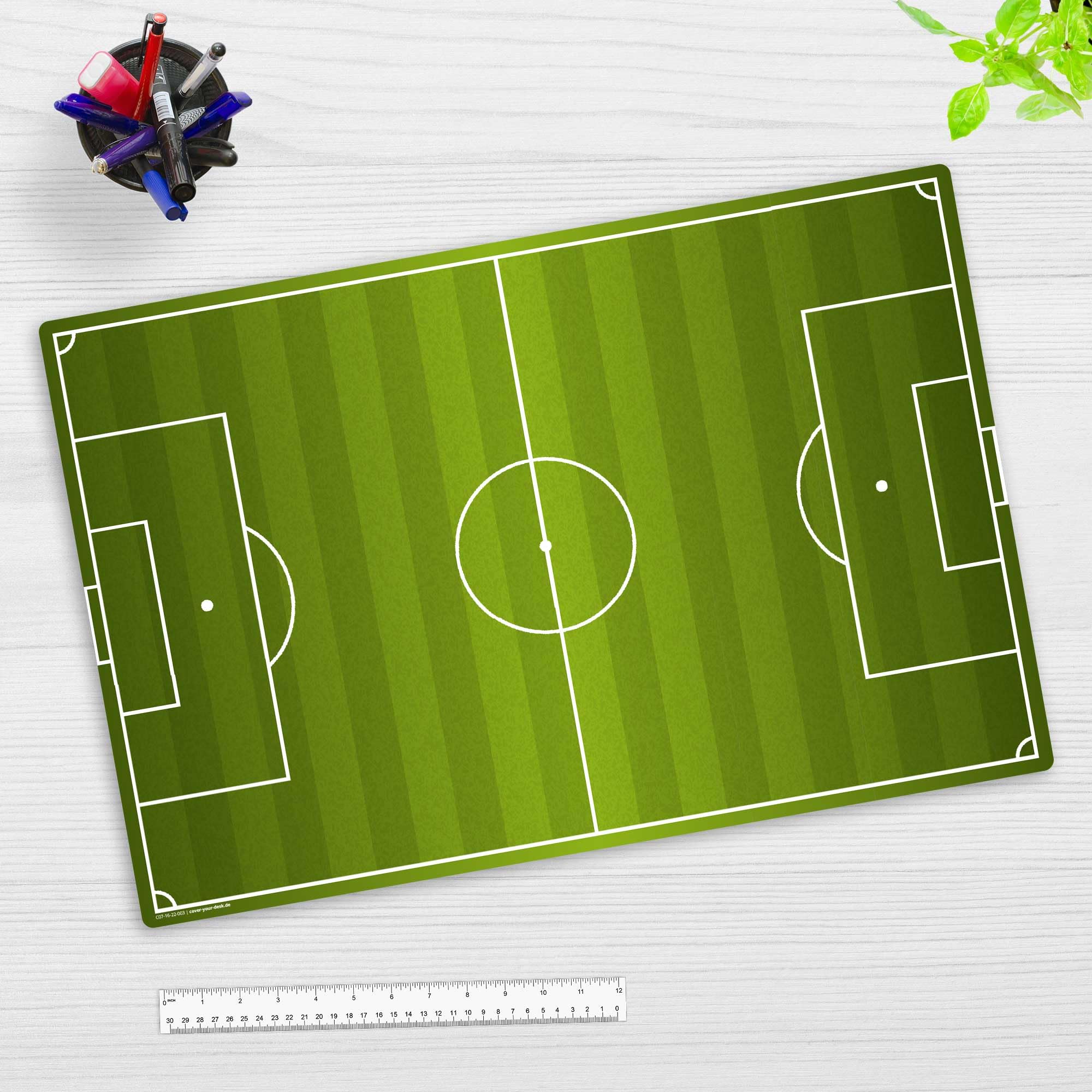 Children's Desk pad – Football Field – Made of Premium Durable Vinyl (Plastic) – 60 x 40 cm – Non-Slip Table Mat with Best Protection – Made in Germany
