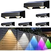 Solar Fence Lights Outdoor, Solar Wall Lights 9 Fixed Colors & Color Changing Modern Solar Powered Deck Lights for Step Stair