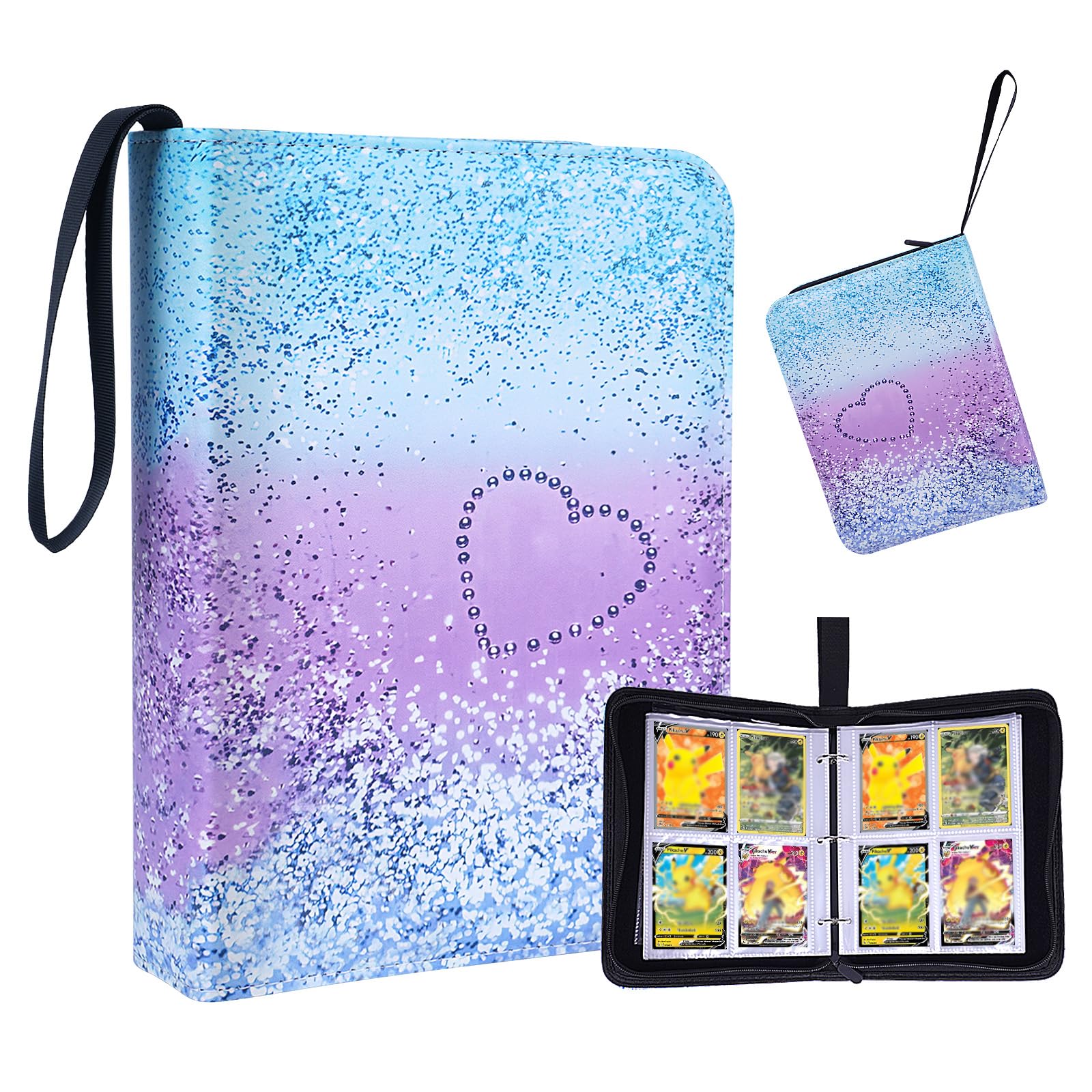 FINEASY Trading Card Binder, Trading Card Album With 400 Pockets, Binder Card Holder With 50 Removable Sleeves, Card Collector Album Carrying Card Folder Book For Cards