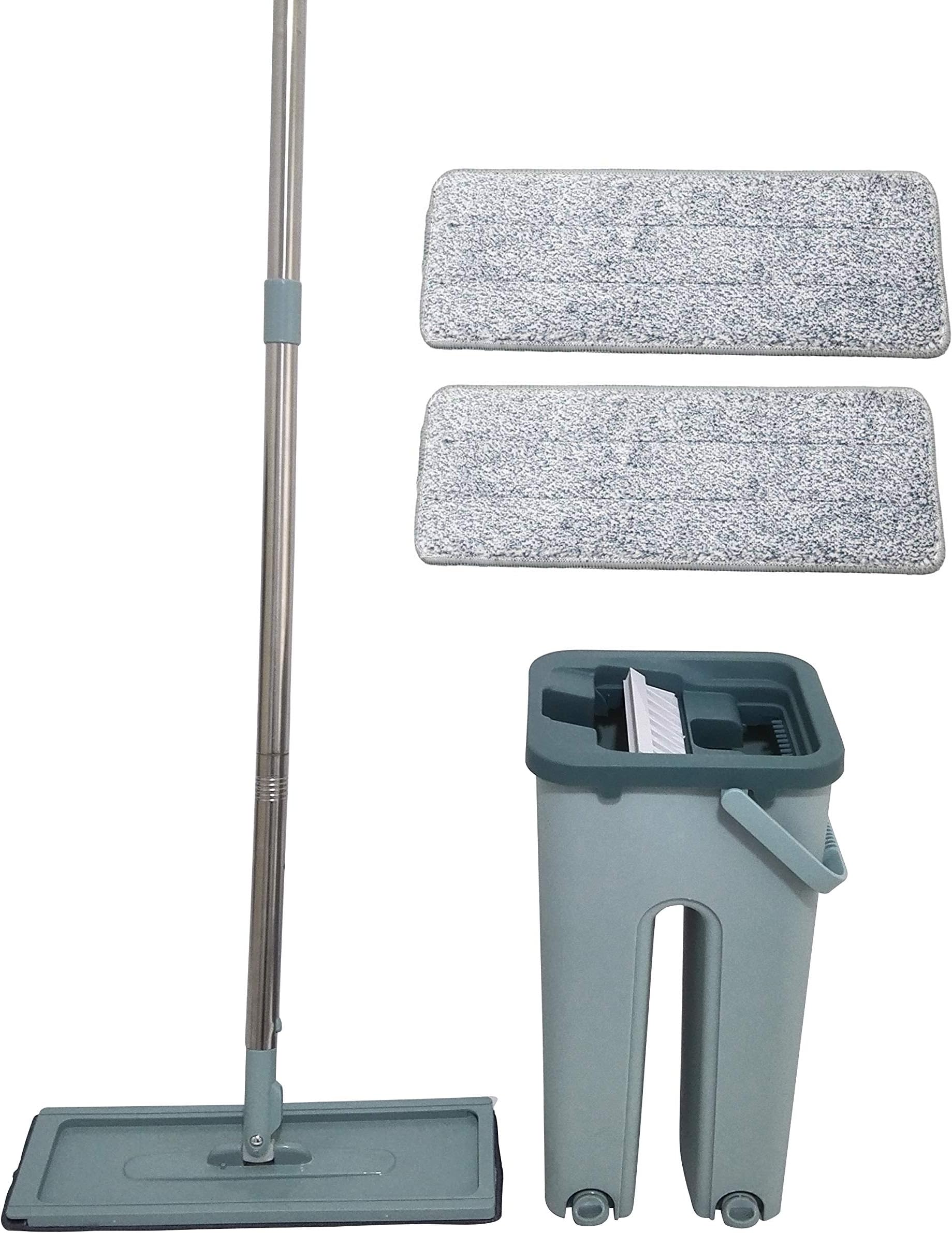Aqua LaserAquaLaser Easy Flat Mop Set - Pvc, Microfiber, Telescopic Handle, 2 Microfibre Cloths