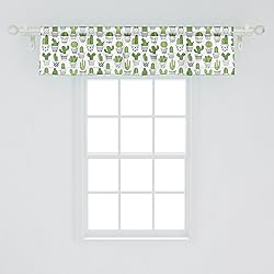 Ambesonne Cactus Window Valance, Succulent Spiky