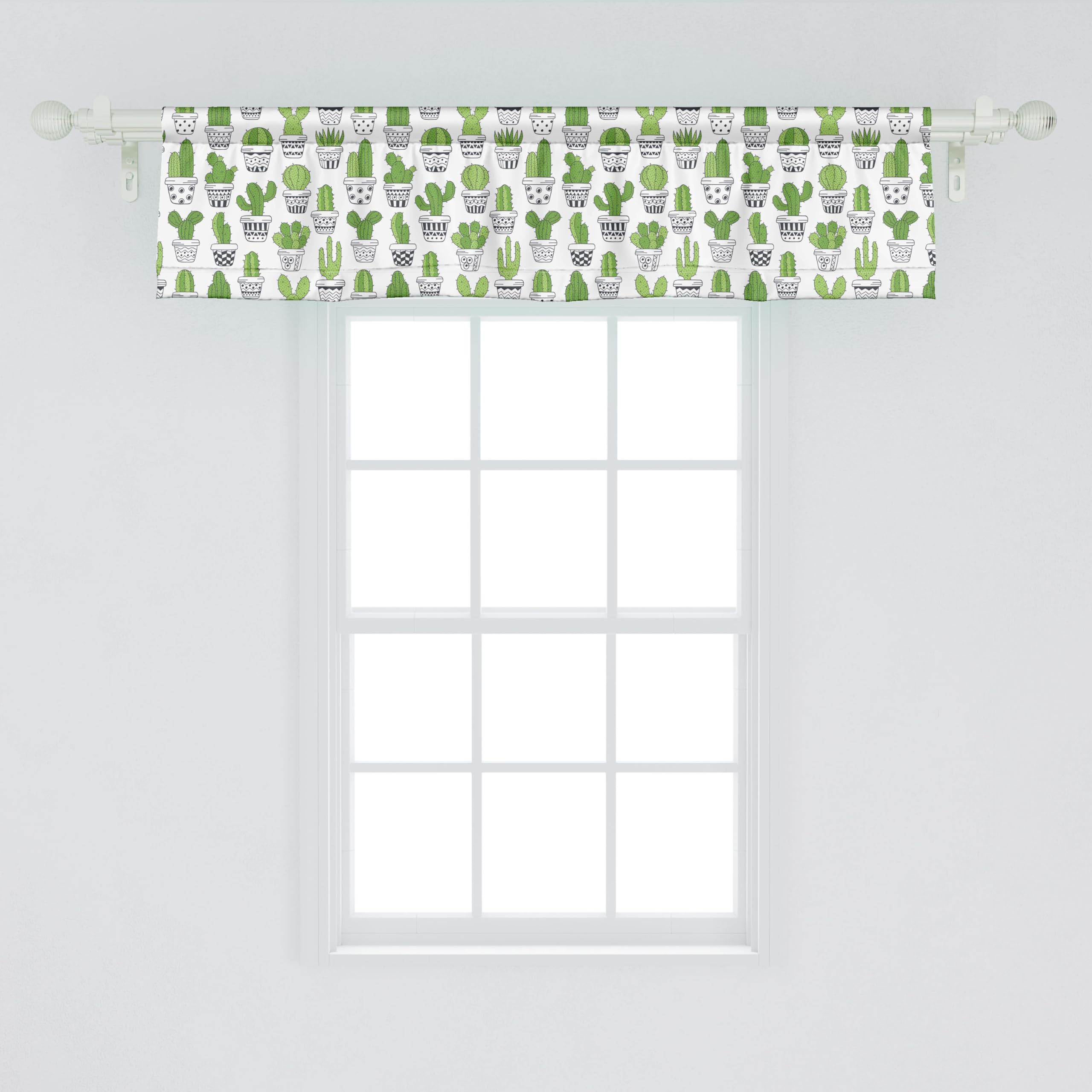 Ambesonne Cactus Window Valance, Succulent Spiky