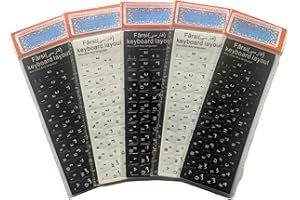 5-Piece Persian (Farsi) Keyboard Stickers Set – Compatible with Laptops and Standalone Computer Keyboards (3 Black Background