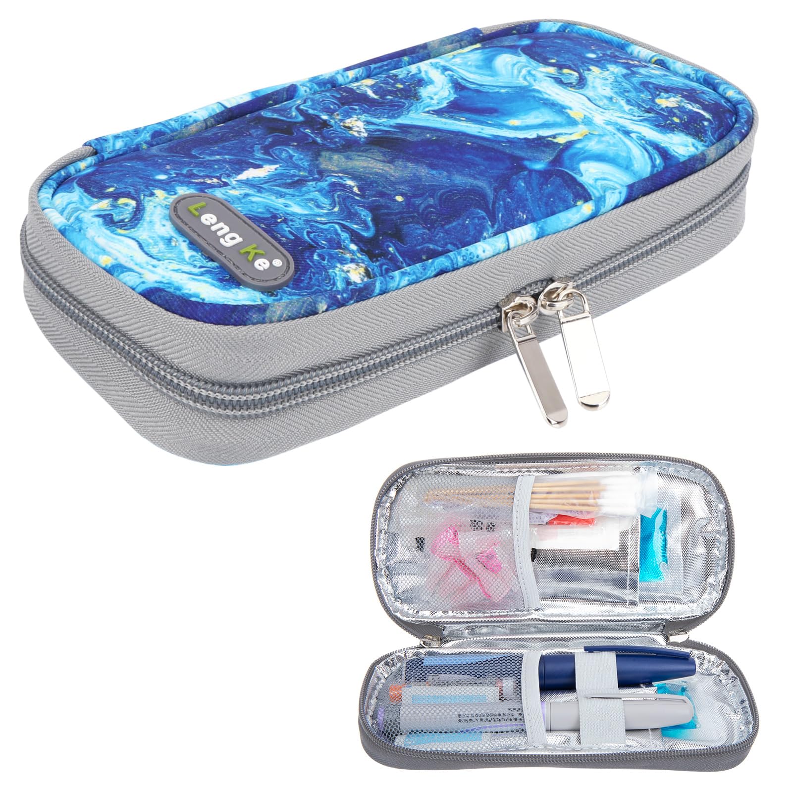 YOUSHARES Insulin Travel Case - Diabetes Bags Cooler Travel Case for Diabetic Organize Supplies Insulated Cooling Bag (Quicksand Blue)