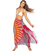 Back From Bali Womens Sarong Beach Swimsuit Bikini Cover up Wrap Peacock & Clip
