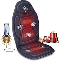 Snailax Vibration Massage Seat Cushion with heat 6 Vibrating Motors and 2 Heat Levels, Back Massager, Massage Chair Pad for H