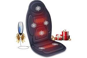 Snailax Vibration Massage Seat Cushion with heat 6 Vibrating Motors and 2 Heat Levels, Back Massager, Massage Chair Pad for H