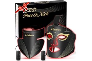 LuxRenew BS Red Light Therapy Mask Set, Led Mask Light Therapy for Face & Neck, Near-infrared Light 850nm and Red Light 630nm, 5 Gears Energy Adjustment, Black
