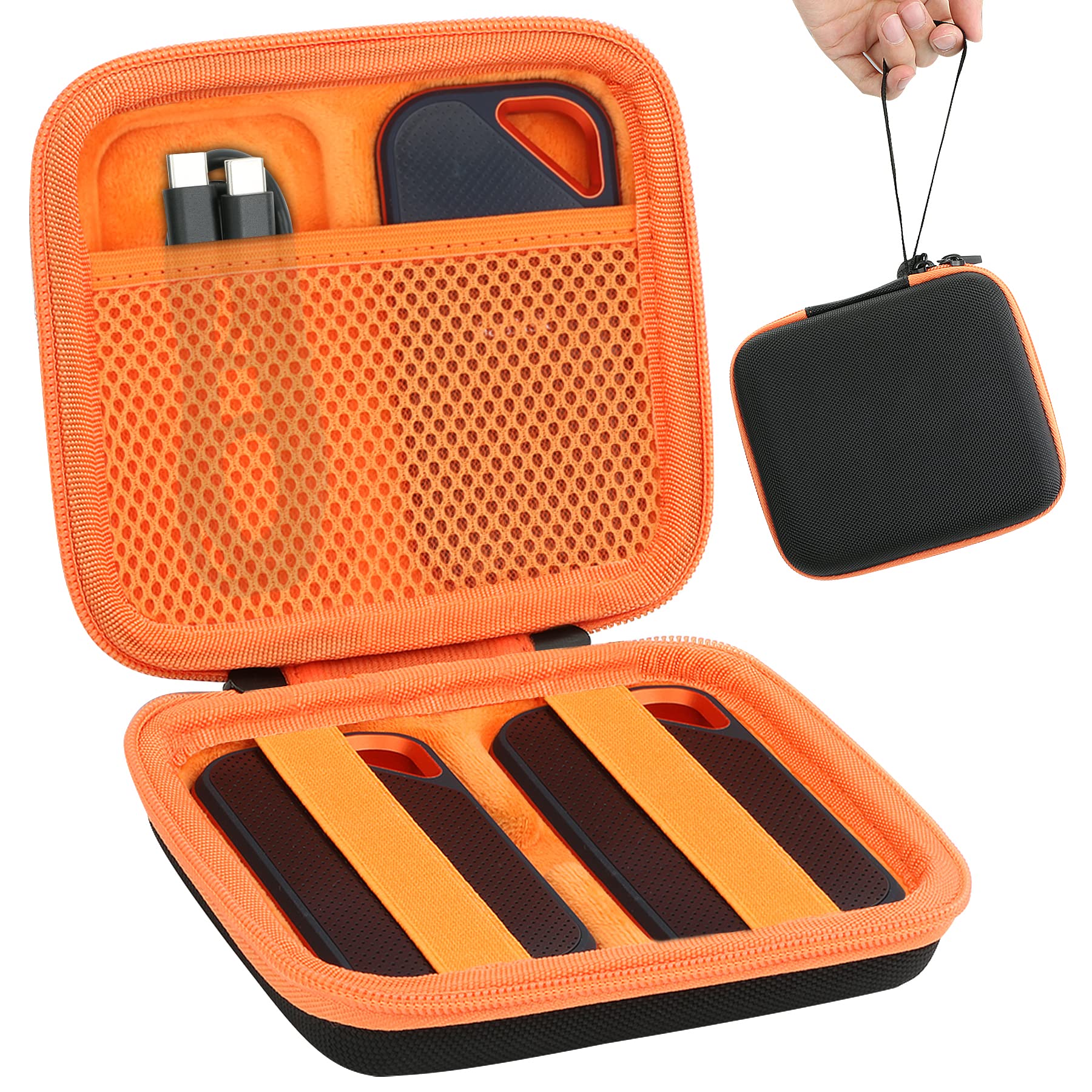 Aenllosi Hard Carry Case for SanDisk Extreme Portable SSDE80 SDSSDE81/SanDisk Extreme SSD SDSSDE61(Black and Orange) (Only Case)