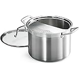 Tramontina 80120/509DS Lock & Drain Pasta Cooker Pot with Strainer Lid, 18/8 Stainless Steel, Induction-Ready, Impact-Bonded,