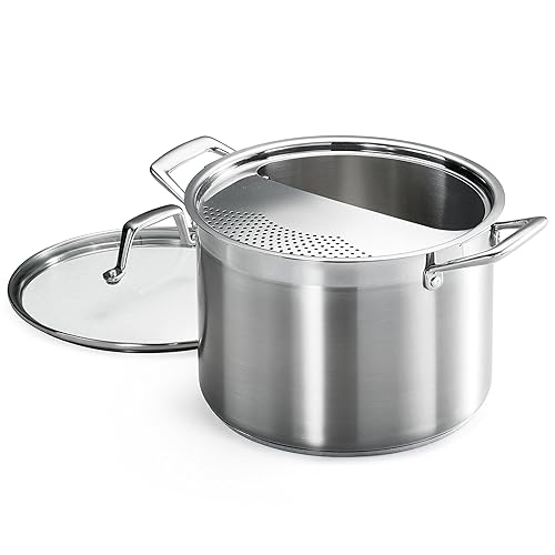 Tramontina Lock Drain Stainless Steel 8-Quart Pasta Pot with Lid
