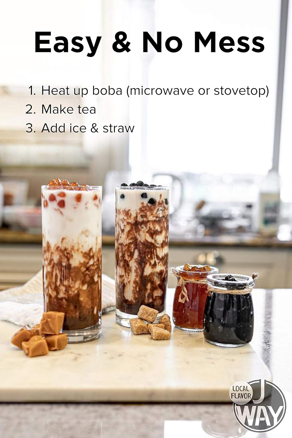 J Way Instant Bubble Tea Kit Classic Milk Tea With Brown Sugar Boba 1 Box 6 Drinks Amazon Com Grocery Gourmet Food