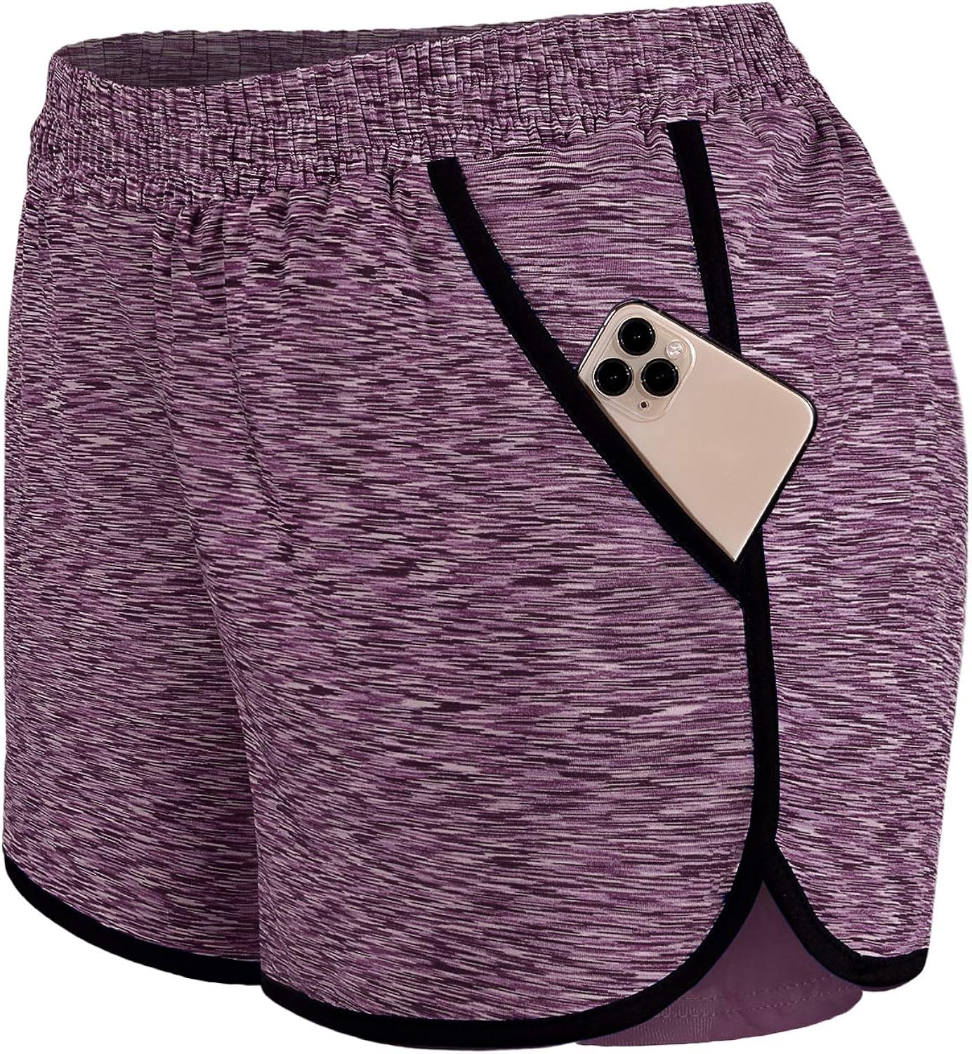 Blevonh Womens Cozy Banded Waist Running Fitness Workout Shorts with Pockets S-XXXL: Clothing