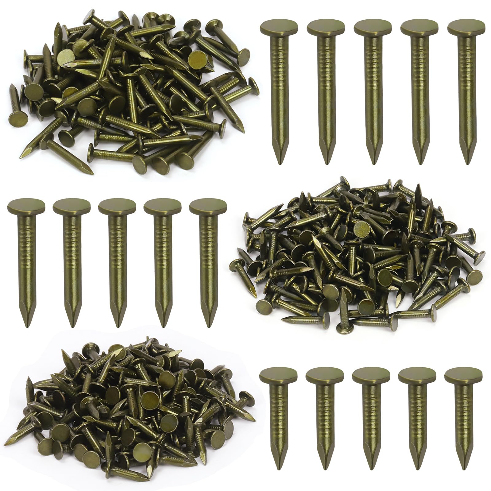 Keadic 400Pcs 3/4" 1" 1-1/4" Steel Roofing Felt Nails Assortment Set, 20/25/30mm Broad Head Pins House Hardware Nail for Roofing Felt Insulation Film Foam Board Fastening (3/4" & 1" & 1-1/4")