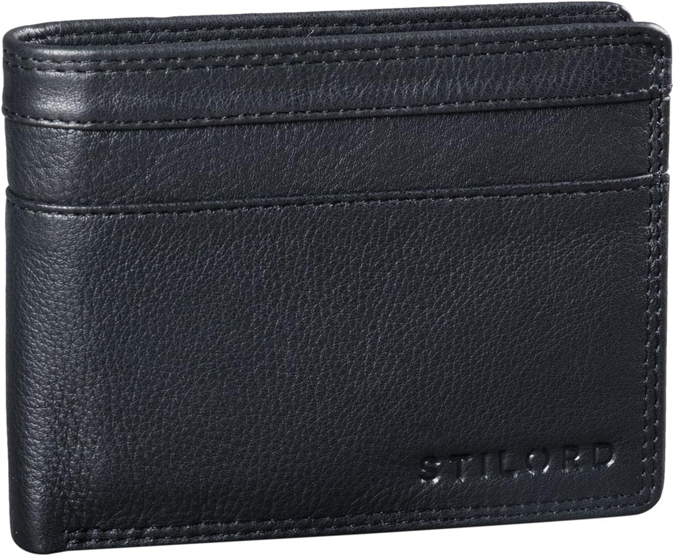 STILORD "Cooper" Vintage Leather Wallet for Men RFID Blocking Classic Purse Bifold with Coin Pocket in Black Gift Box Colour:Black