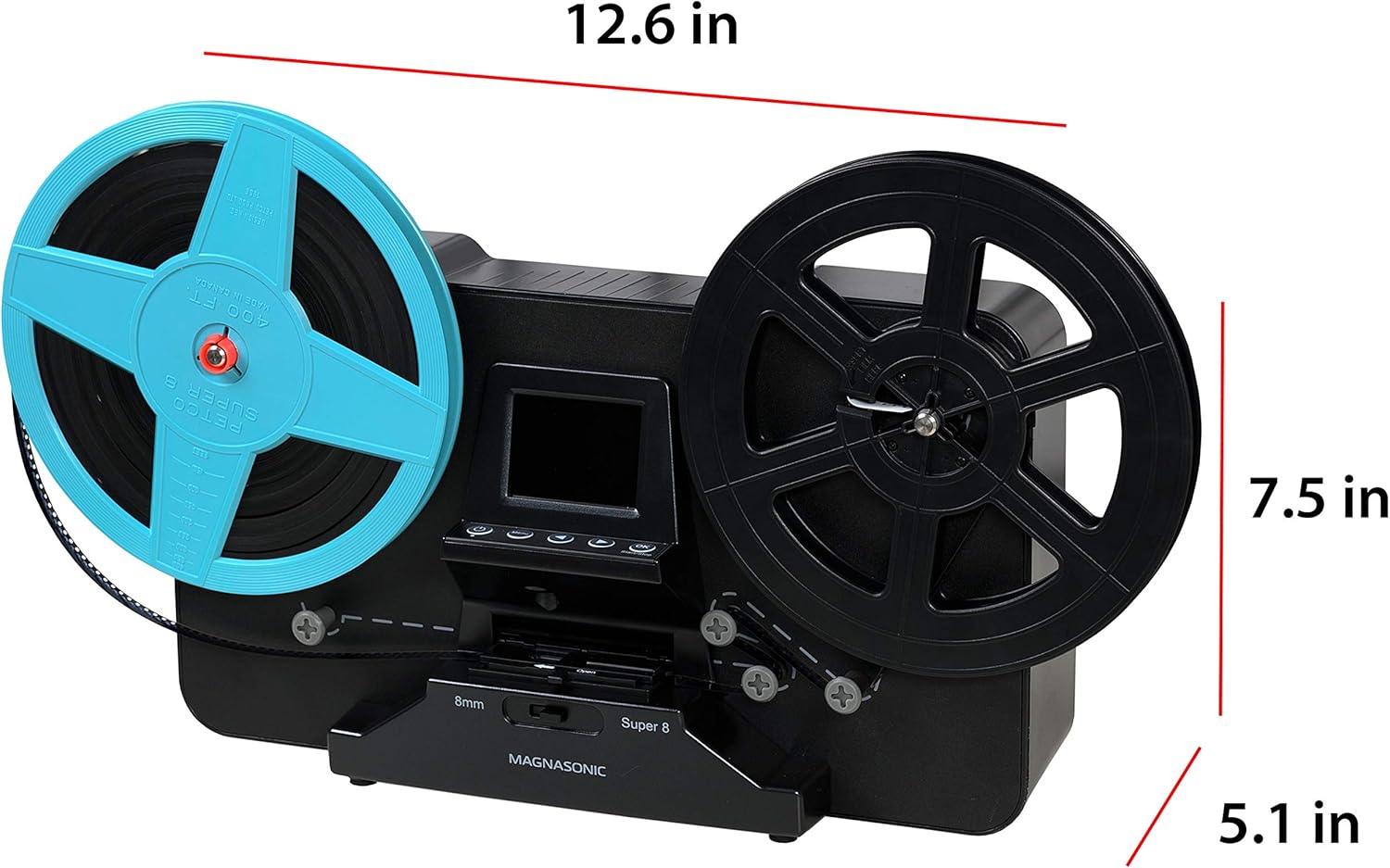 Magnasonic Super 8/8mm Film Scanner, Converts Film into Digital Video, Vibrant 2.3" Screen, Digitize and View 3", 5" and 7" Super 8/8mm Movie Reels (FS81): Electronics